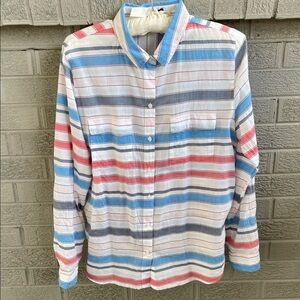 GAP Boyfriend Fit Lightweight Striped Button Down- M